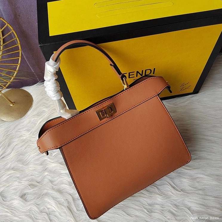 Cheap Fendi Bag Leather Peekaboo ISeeU Brown Nappa In Petite 0727